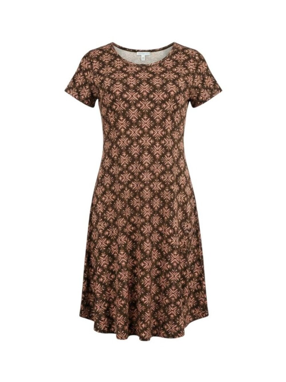 LuLaRoe Womens Brown & Pink Starburst Print Short Sleeve Dress XL